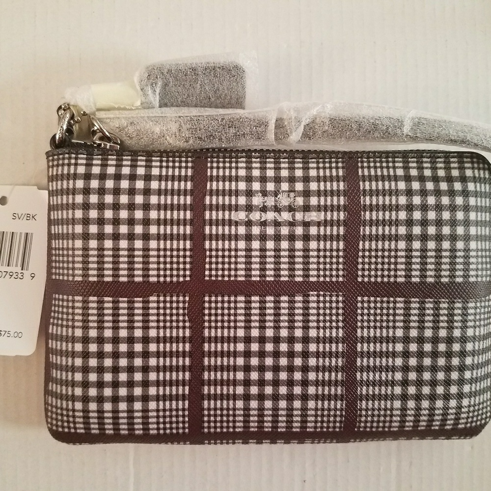 Coach plaid corner zip